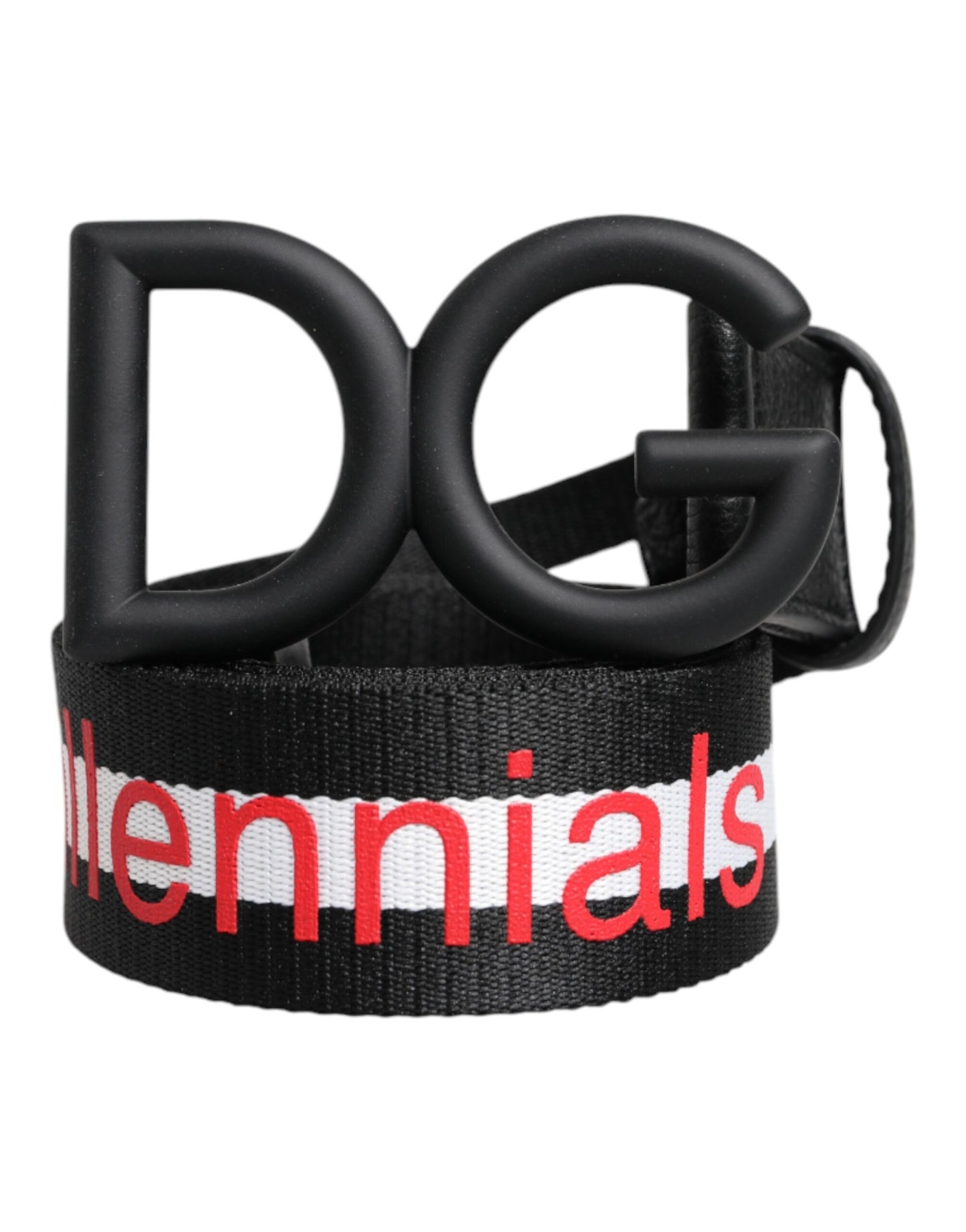 Dolce & Gabbana Black Logo Print DG Buckle Belt