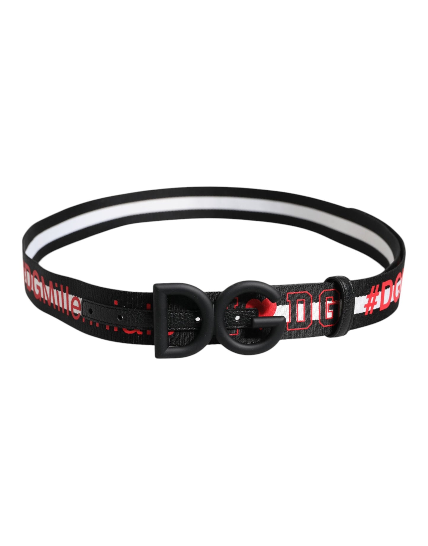Dolce & Gabbana Black Logo Print DG Buckle Belt