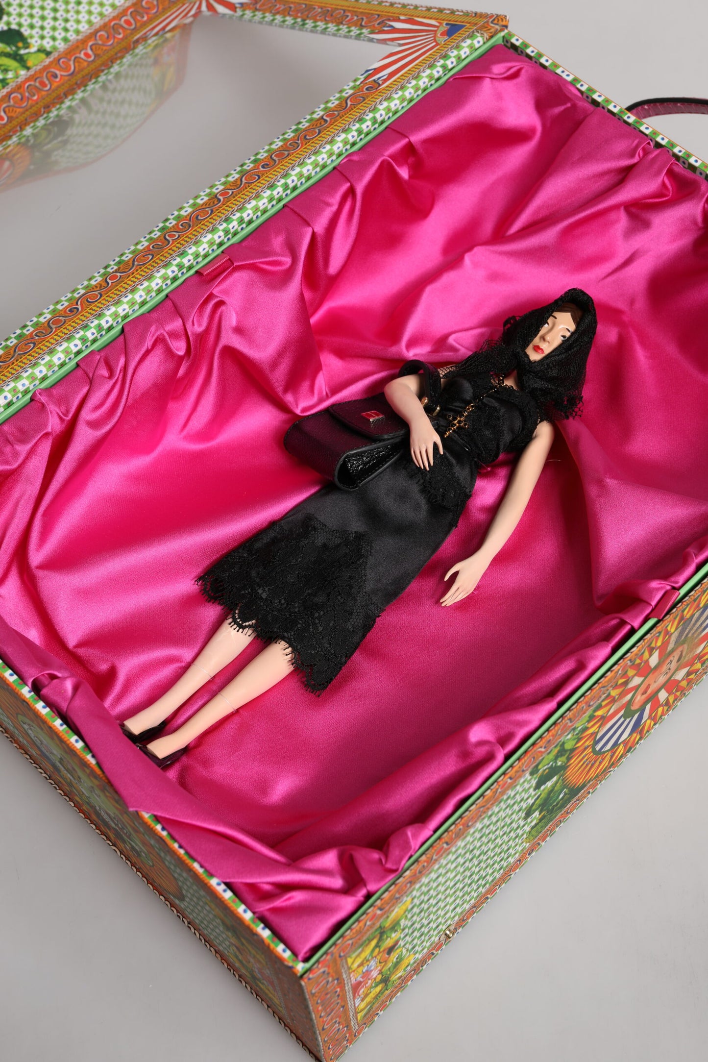 Dolce & Gabbana Black Dress Ceramic Porcelain Fashion Leather Sicily Doll - ROSA nr 138/200