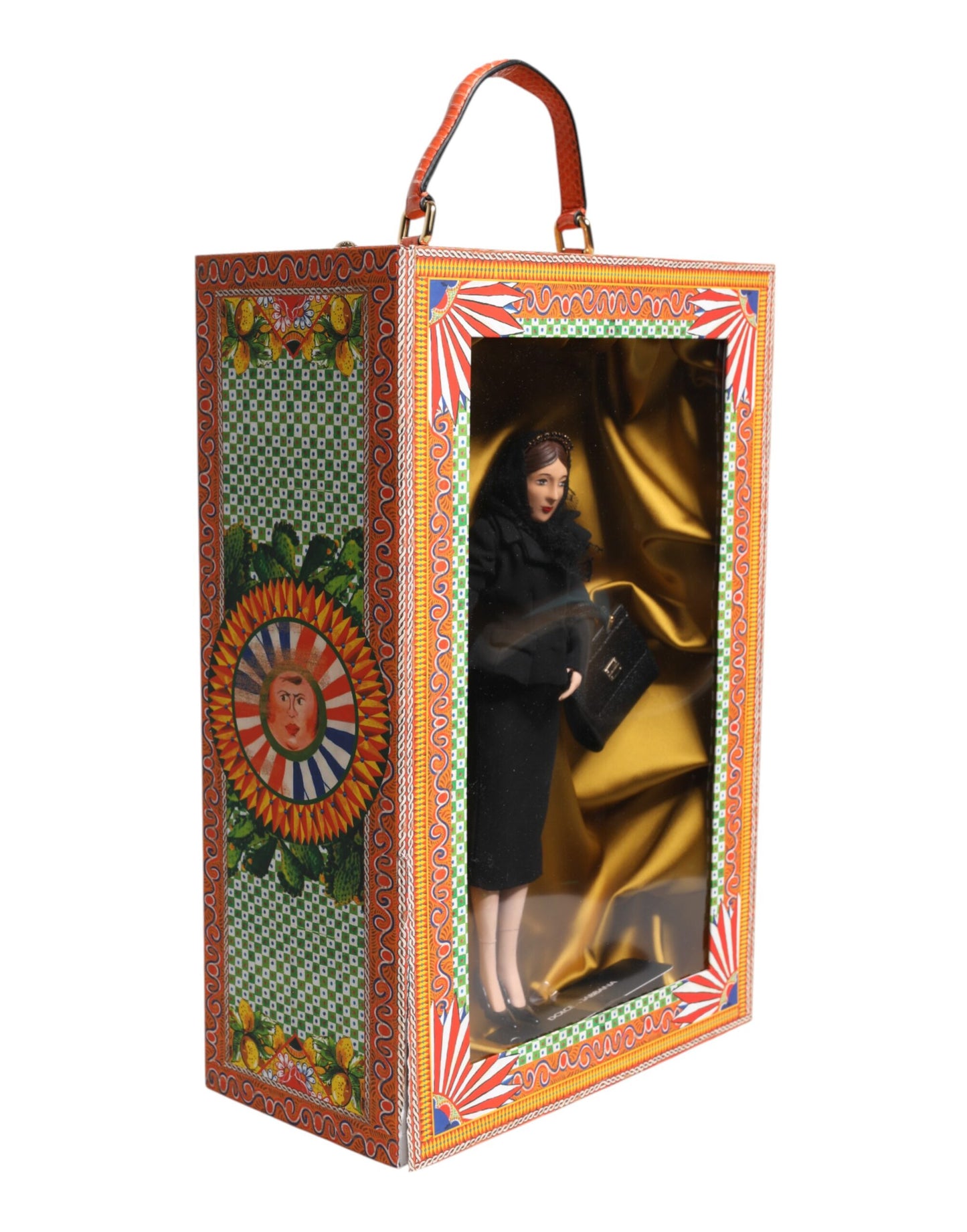 Dolce & Gabbana Black Dress Ceramic Porcelain Fashion Leather Sicily Doll