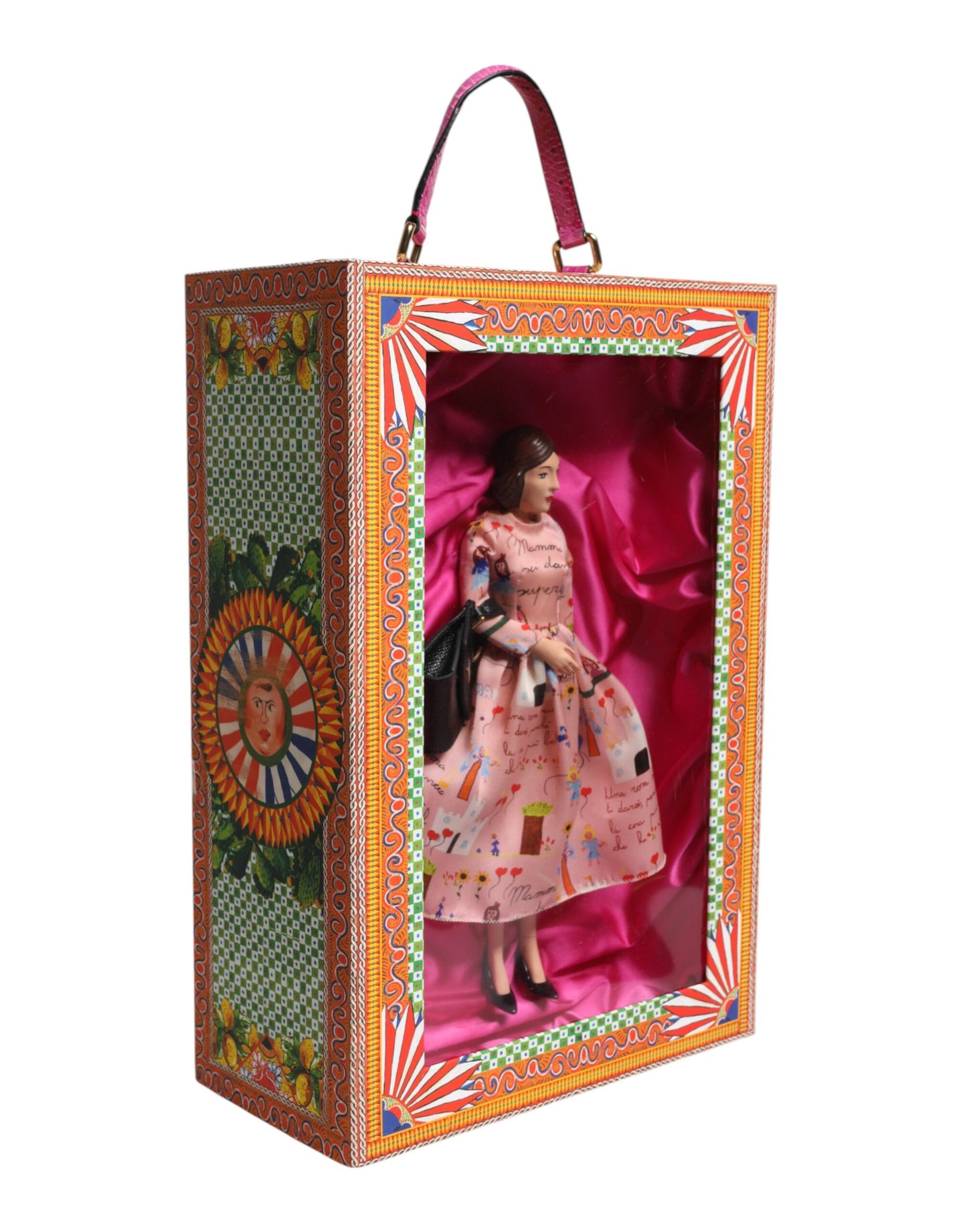 Dolce & Gabbana Pink Dress Ceramic Porcelain Fashion Leather Sicily Doll