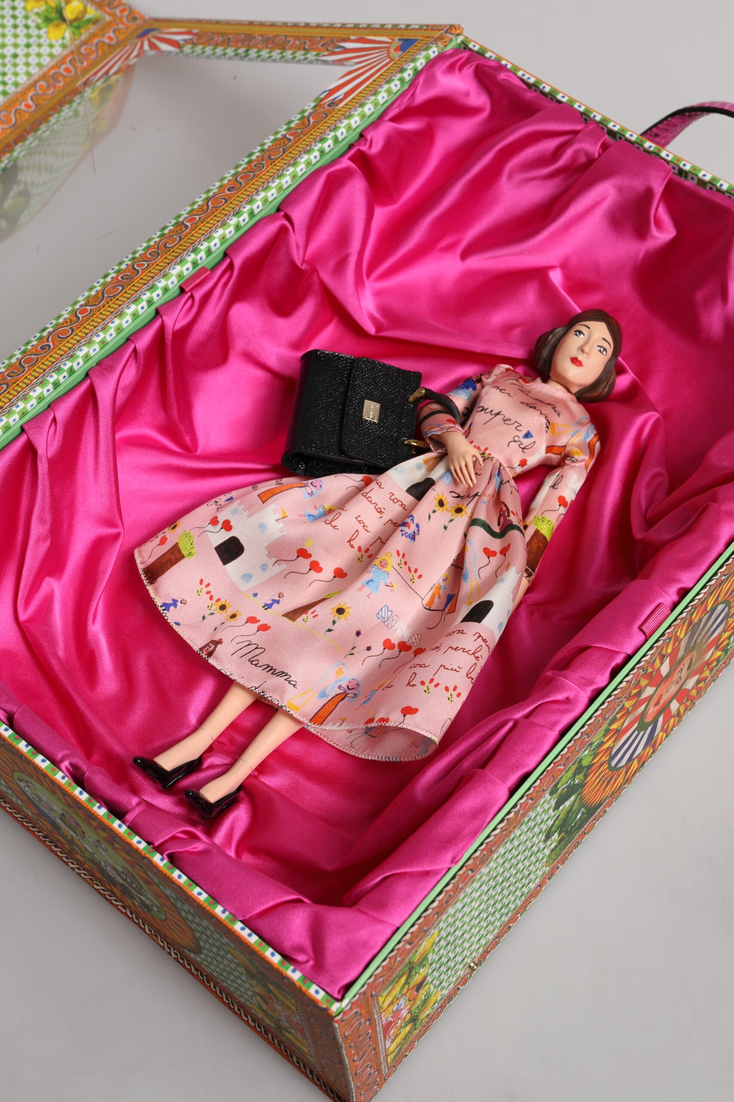 Dolce & Gabbana Pink Dress Ceramic Porcelain Fashion Leather Sicily Doll
