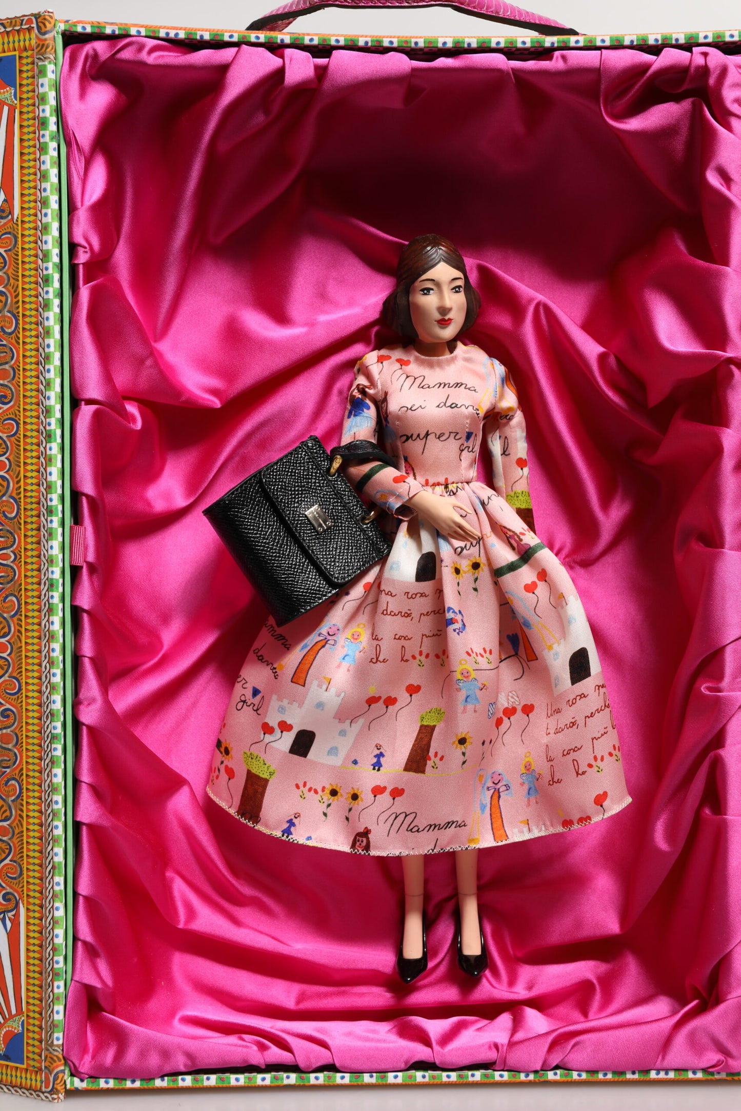 Dolce & Gabbana Pink Dress Ceramic Porcelain Fashion Leather Sicily Doll