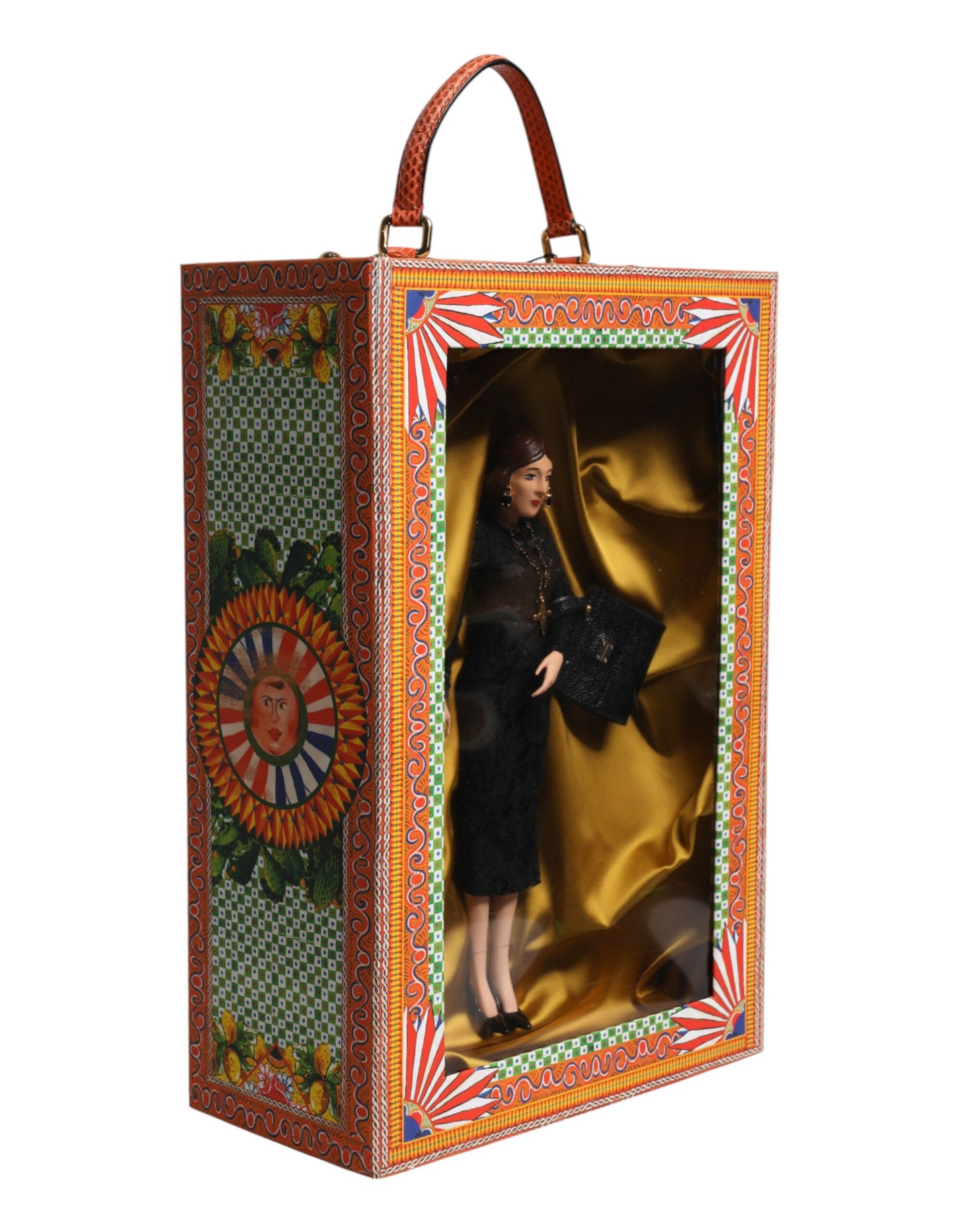 Dolce & Gabbana Black Dress Ceramic Porcelain Fashion Leather Sicily Doll