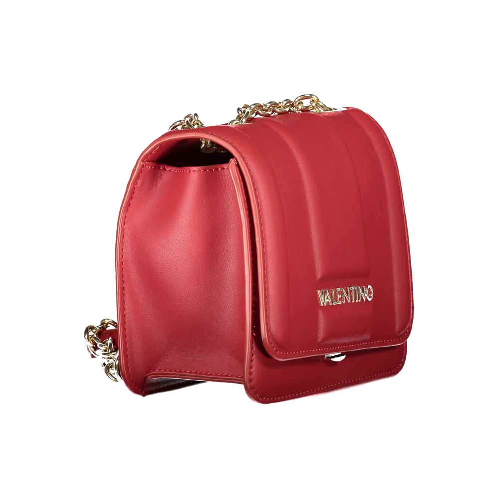 Mario Valentino Red Smooth Leather Handbag with Chain Detail