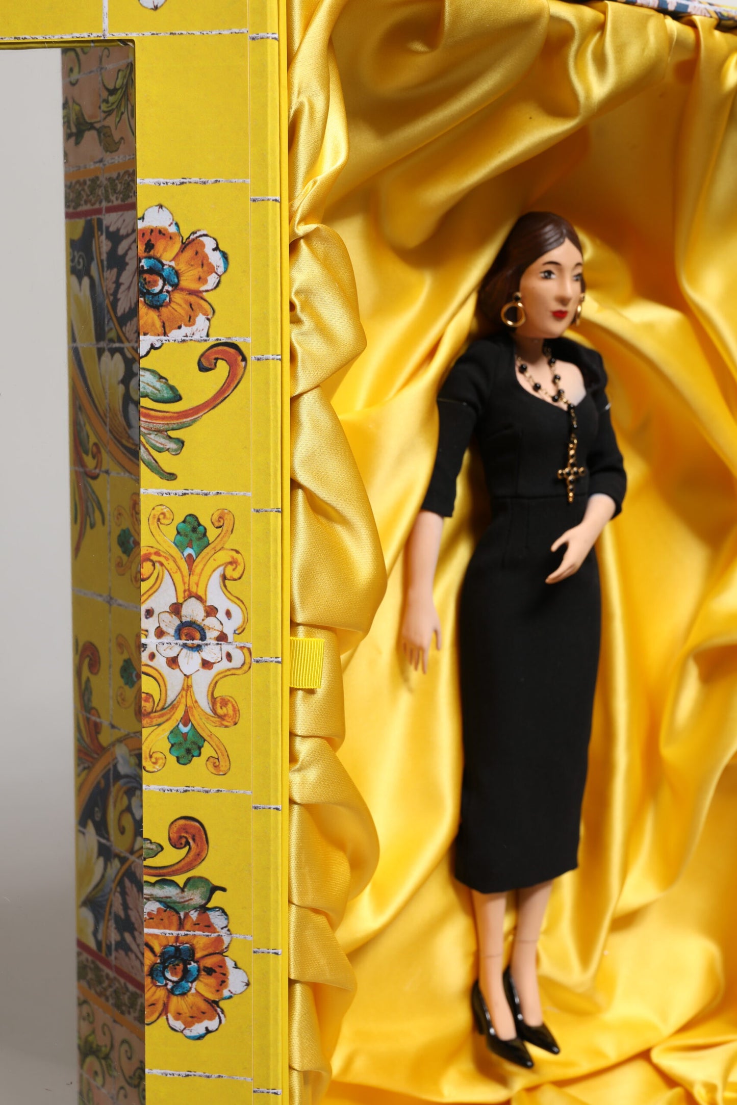 Dolce & Gabbana Black Dress Ceramic Porcelain Fashion Leather Sicily Doll - IMMACOLATA