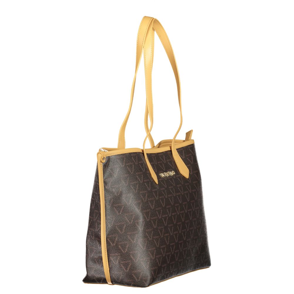 Mario Valentino Brown Leather Effect Handbag with Contrasting Details