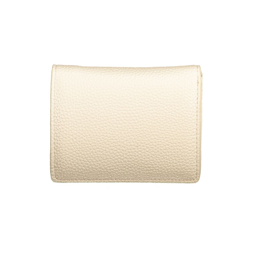 Mario Valentino Beige Faux Leather Wallet with Iconic Logo
