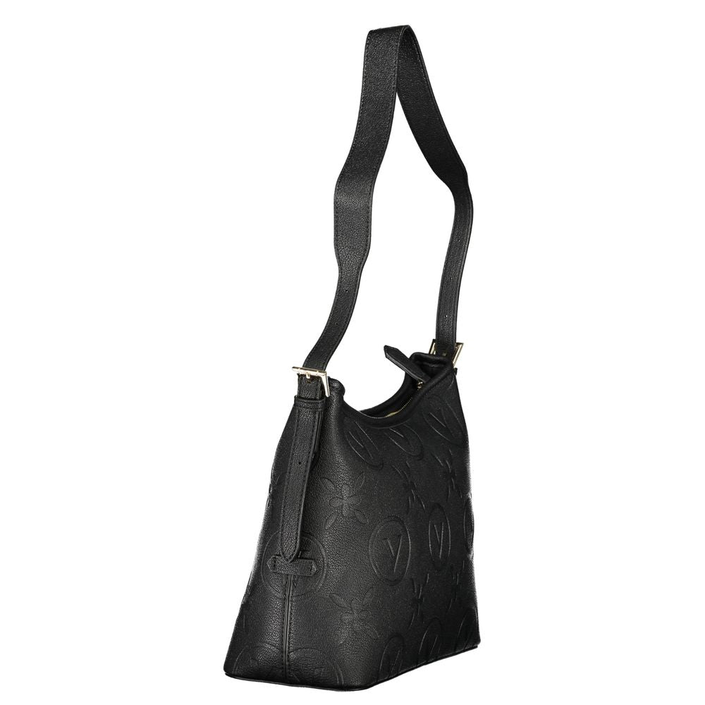 Mario Valentino Black Faux Leather Handbag with Signature Logo
