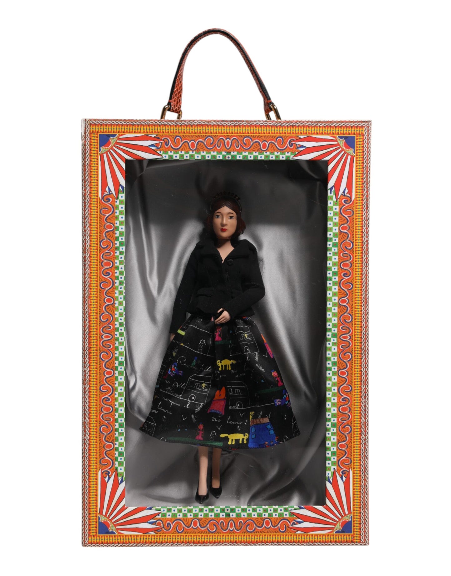 Dolce & Gabbana Black Dress Ceramic Porcelain Fashion Leather Sicily Doll
