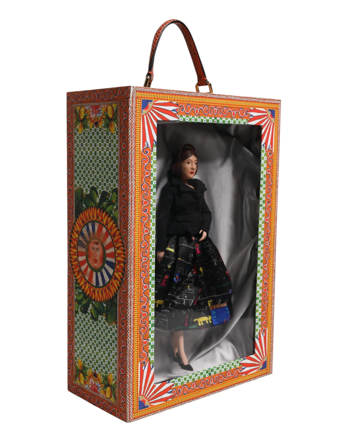 Dolce & Gabbana Black Dress Ceramic Porcelain Fashion Leather Sicily Doll