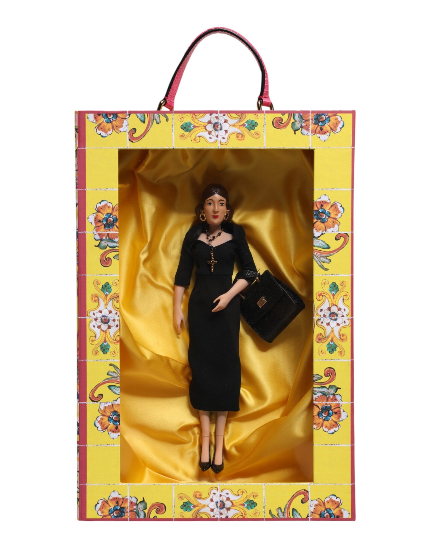 Dolce & Gabbana Black Dress Ceramic Porcelain Fashion Leather Sicily Doll