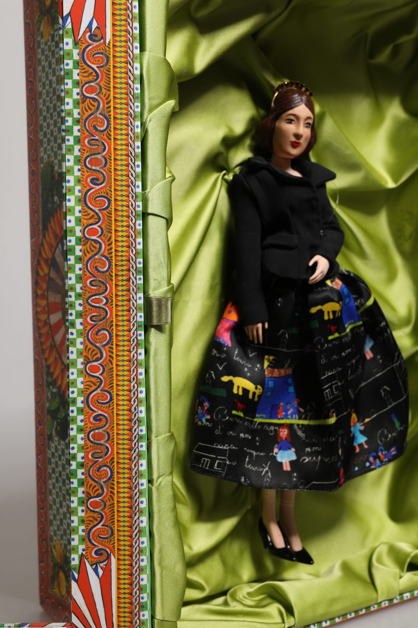 Dolce & Gabbana Black Dress Ceramic Porcelain Fashion Leather Sicily Doll - ADDOLORATA nr 032/300