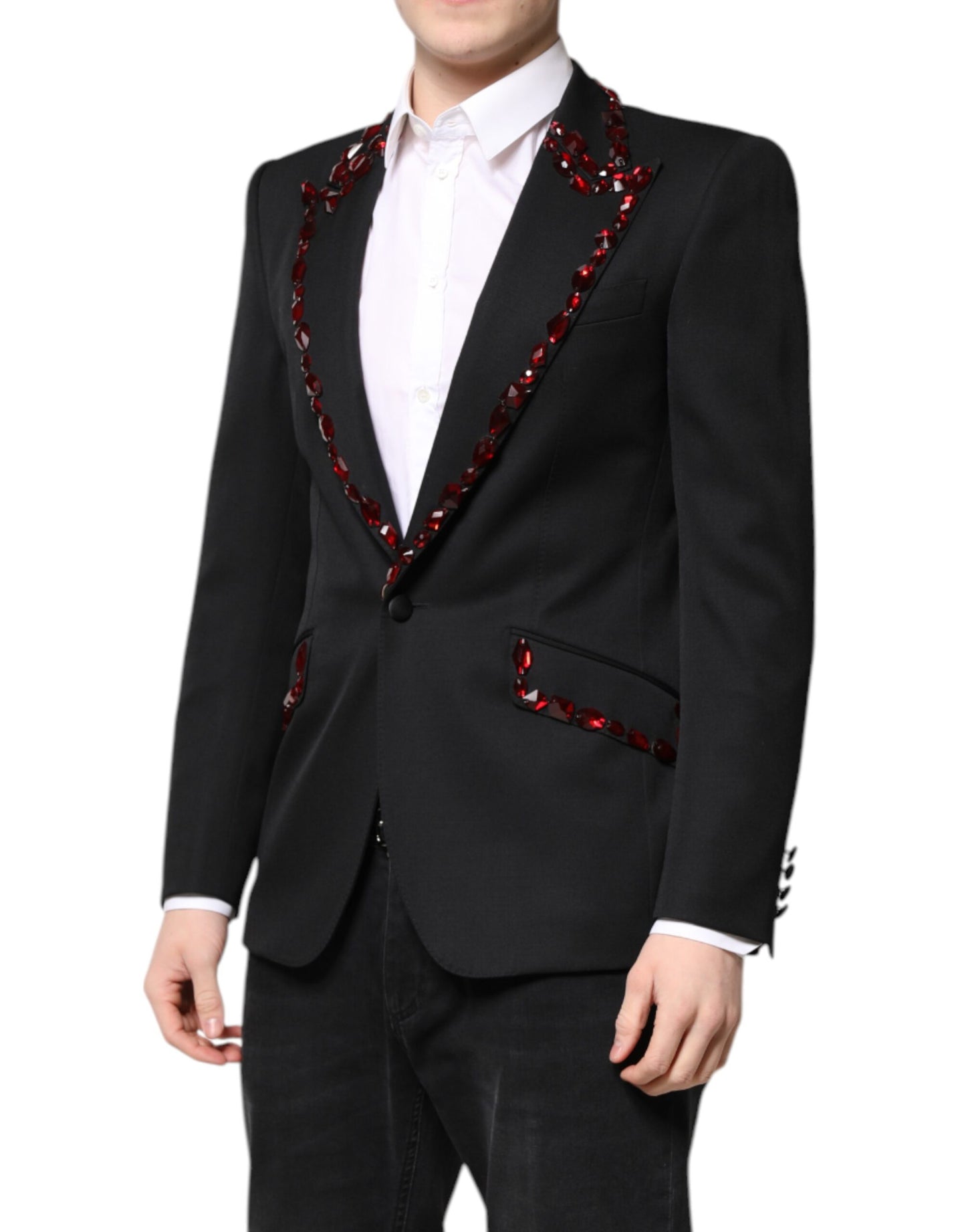 Dolce & Gabbana Black SICILIA Crystal-Embellished Coat Blazer