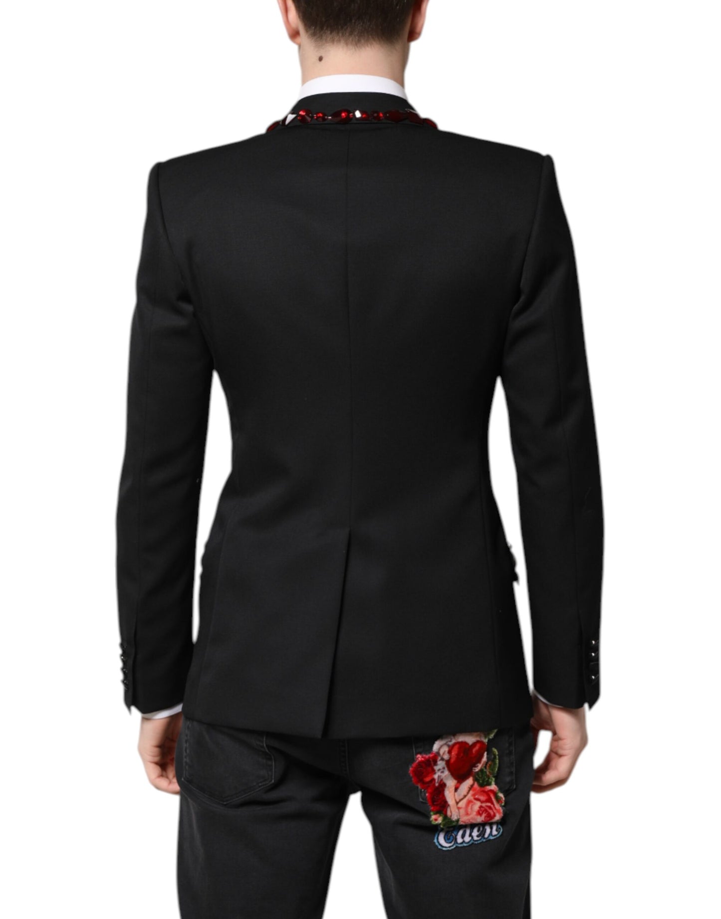 Dolce & Gabbana Black SICILIA Crystal-Embellished Coat Blazer