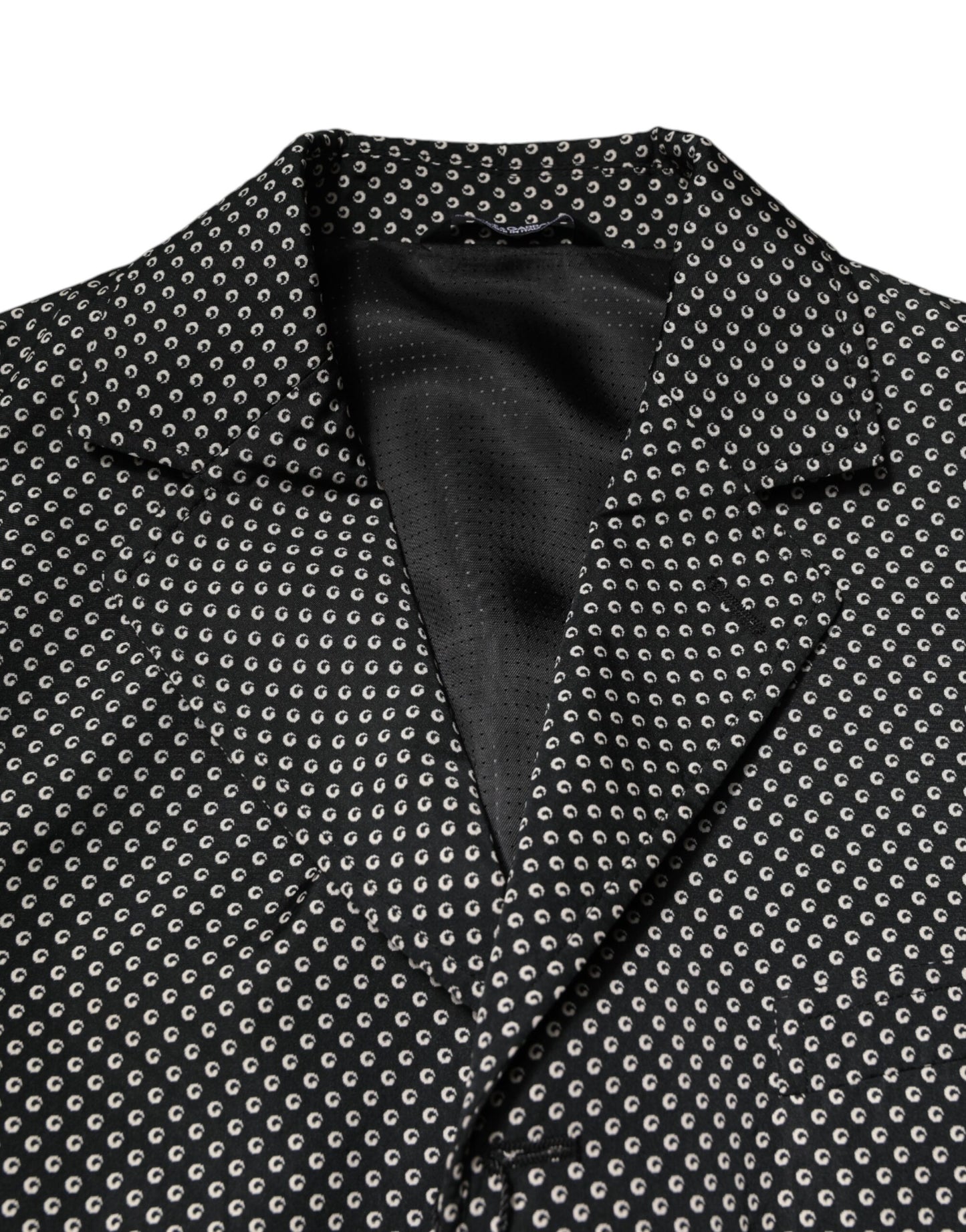 Dolce & Gabbana Black and White Patterned Men's Suit Coat Blazer