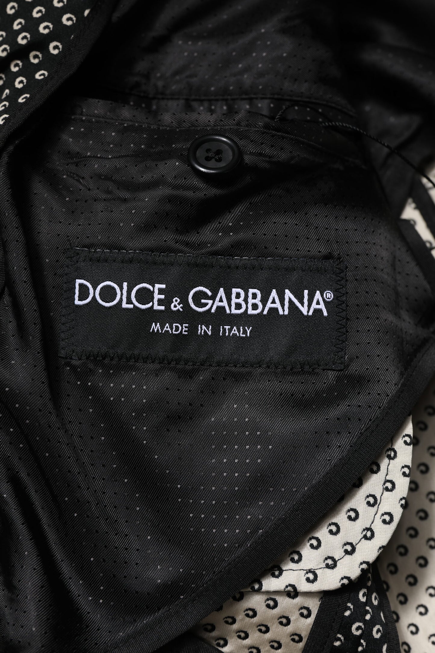 Dolce & Gabbana Black and White Patterned Men's Suit Coat Blazer