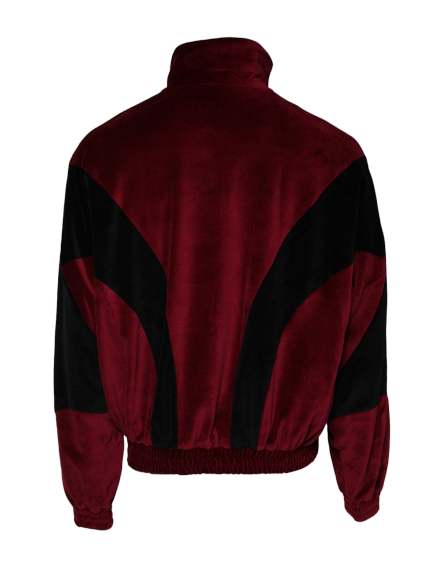 Dolce & Gabbana Red Black Cotton Logo Full-Zip Bomber Jacket