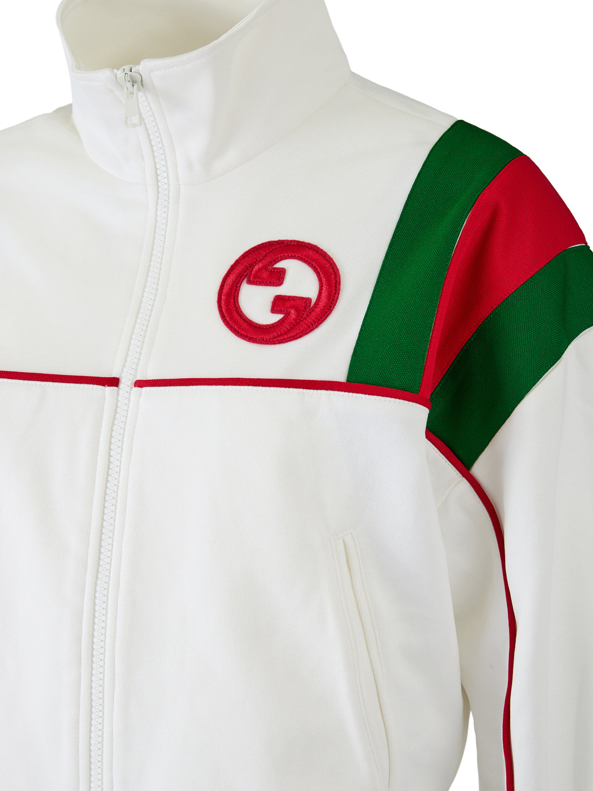 Gucci White Web Striped Cropped Track Top for Women
