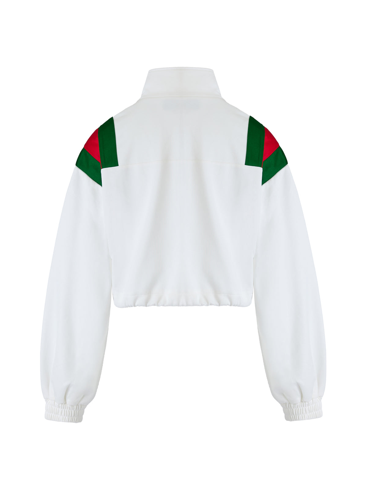 Gucci White Web Striped Cropped Track Top for Women