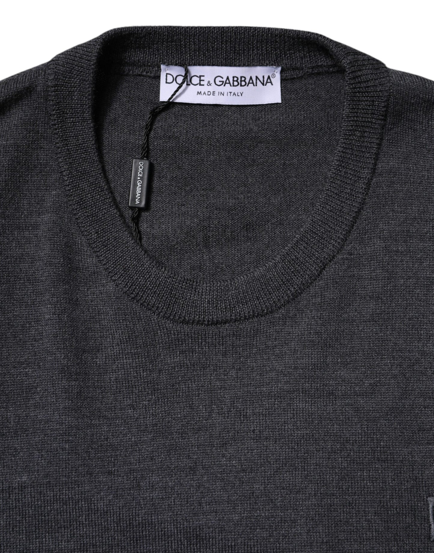 Dolce & Gabbana Gray Wool Logo Knitted Pullover Sweater
