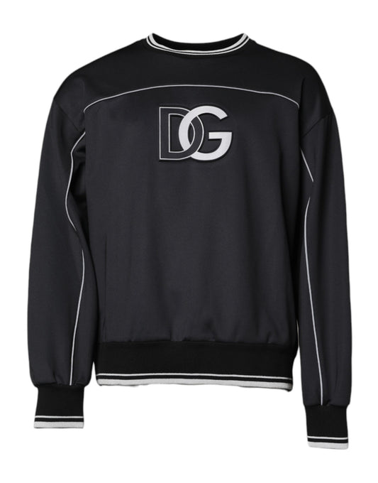 Dolce & Gabbana Black Logo Crew Neck Men's Pullover Sweater