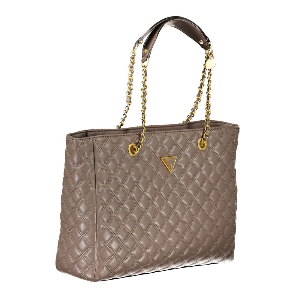 Guess Jeans Beige Quilted Diamond Handbag – Faux Leather, Chic Design