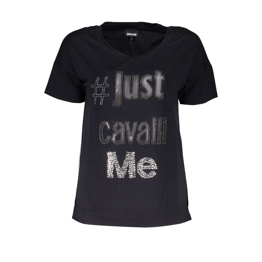 Cavalli Class Black Polyester Short Sleeve T-Shirt