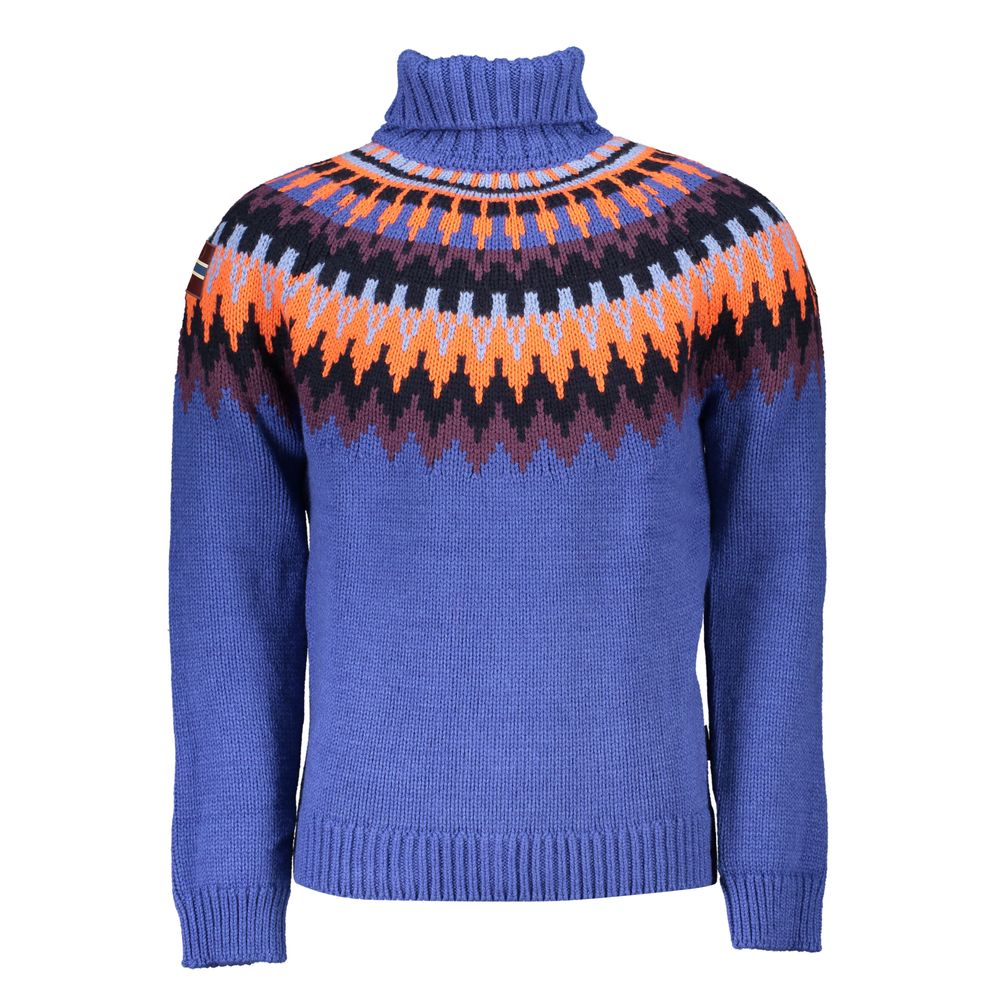 Napapijri Blue High-Neck Acrylic Men Sweater