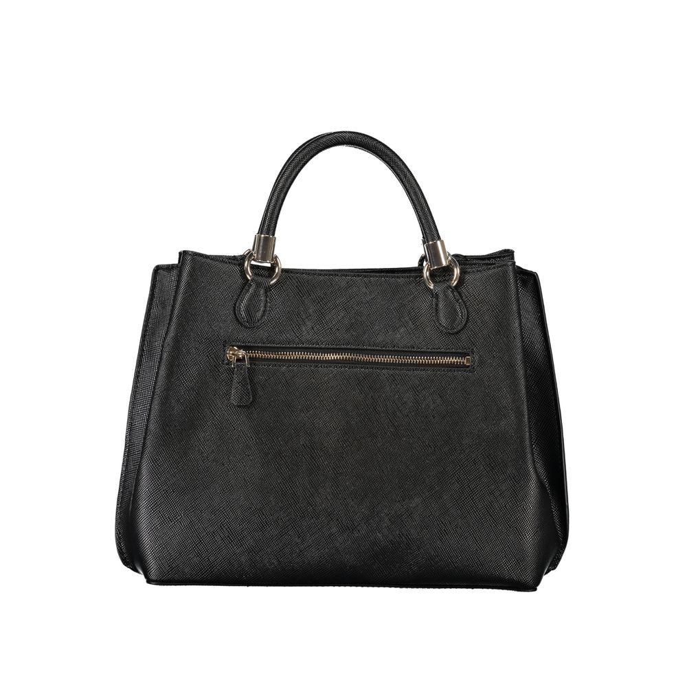 Guess Jeans Black Gizele Handbag – Faux Leather, Elegant Multi-Compartment Design