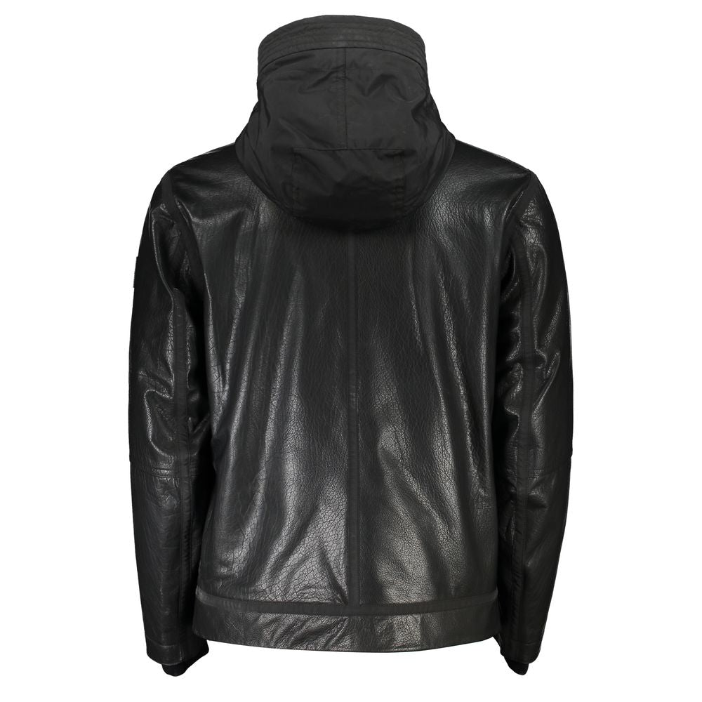 Hugo Boss JOGRID Black Leather Men's Jacket