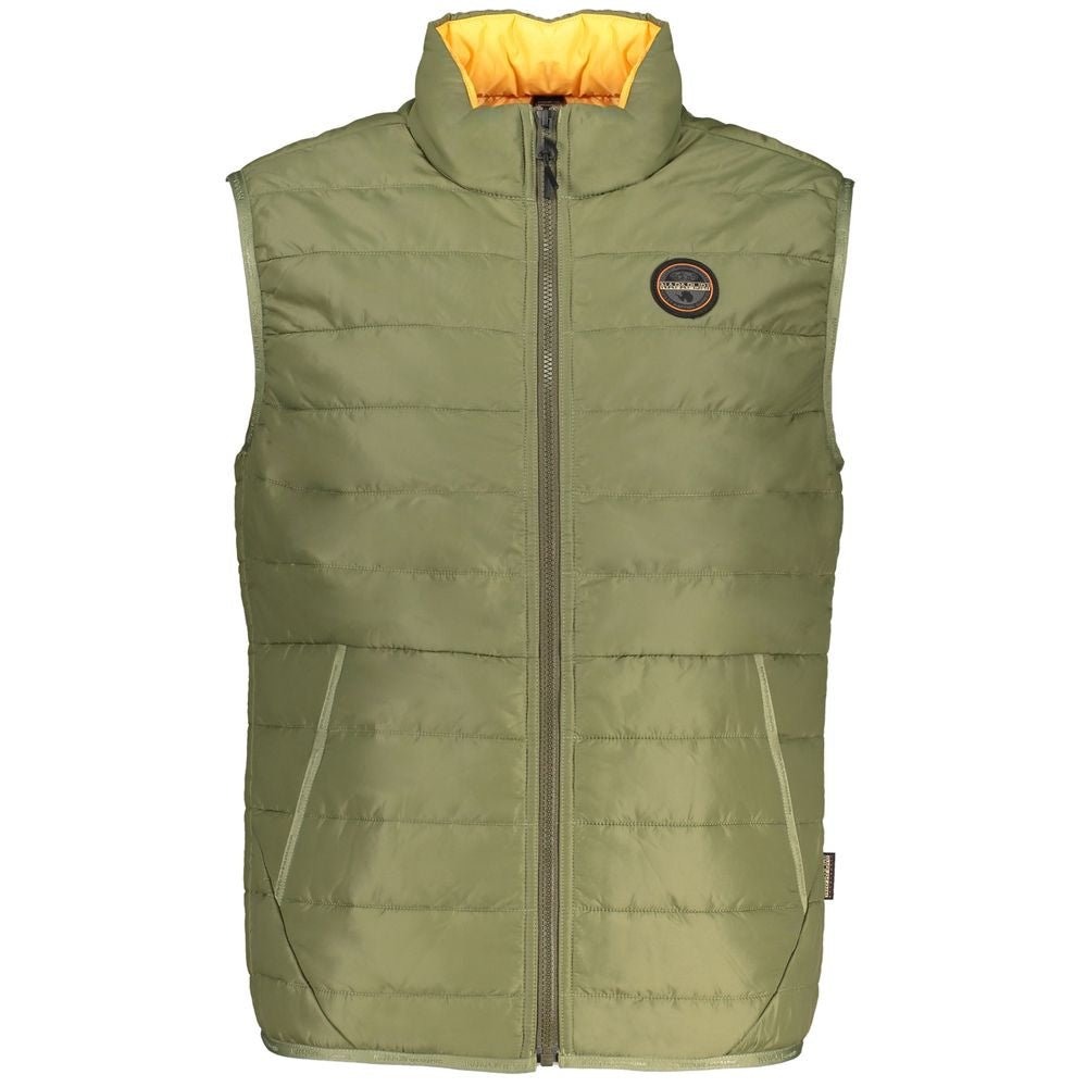 Napapijri Green Sleeveless Contrast Detail Zip-Up Gilet Jacket