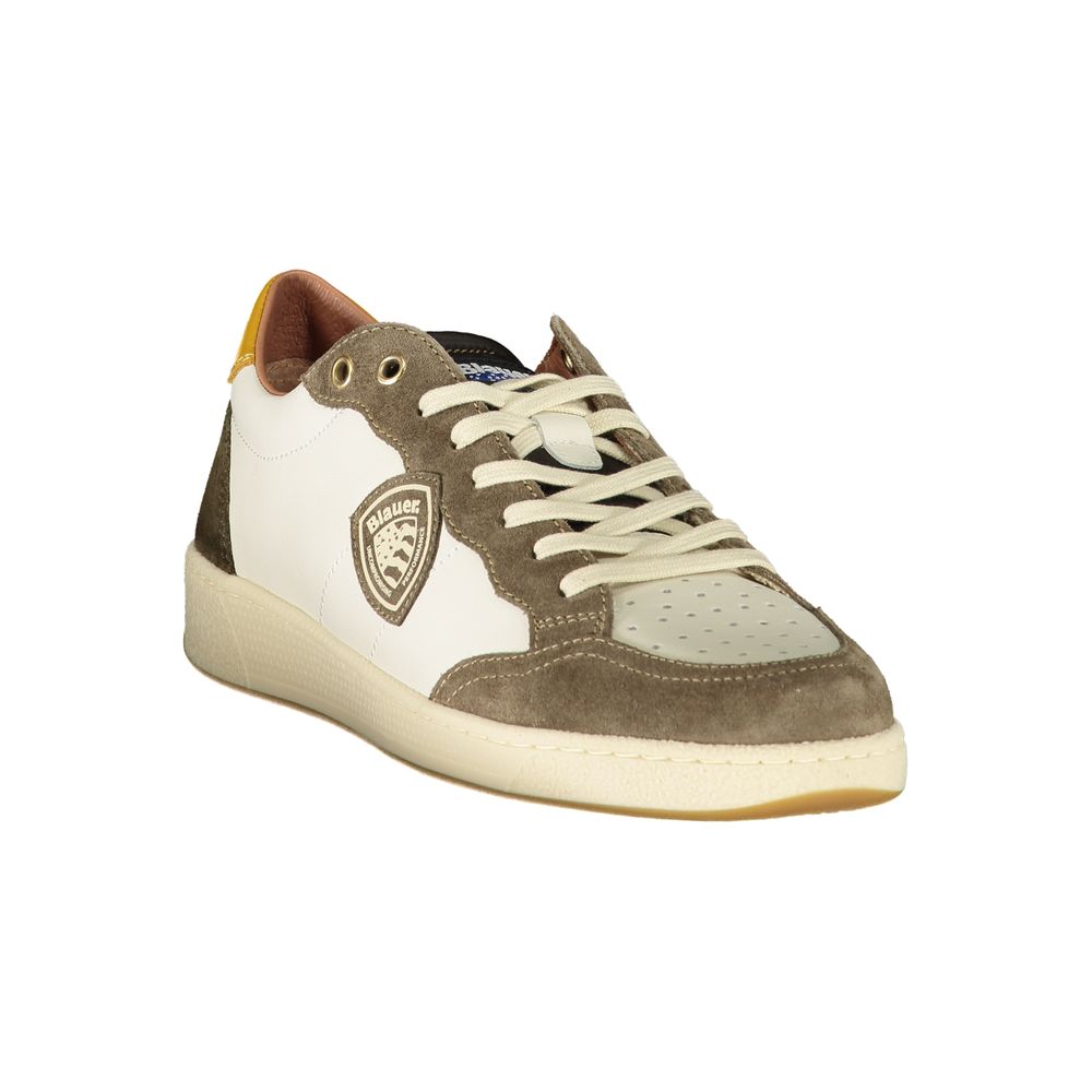 Blauer White Polyester Sneakers with Contrast Details