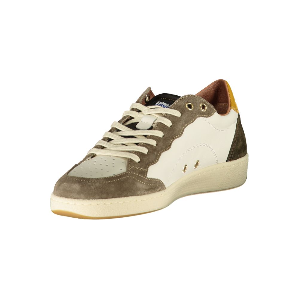 Blauer White Polyester Sneakers with Contrast Details
