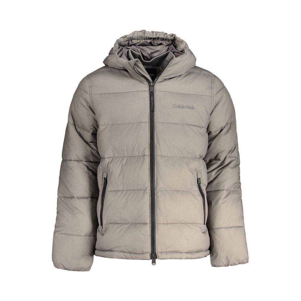 Calvin Klein Gray Nylon Jacket with Hood