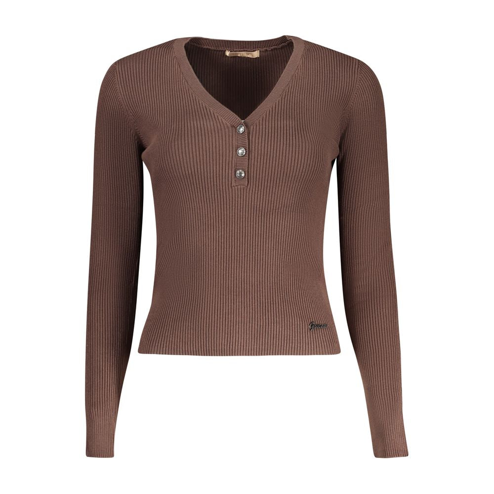 Guess Jeans Brown Viscose Sweater - Elegant Comfort for Every Occasion