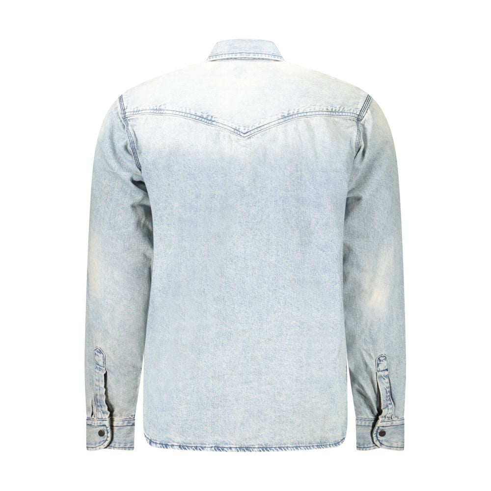 Hugo Boss Blue Cotton Shirt - Stylish Long-Sleeved Jeans Shirt