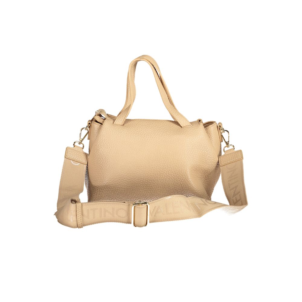 Mario Valentino Beige Leather Effect Handbag with Logo Detailing