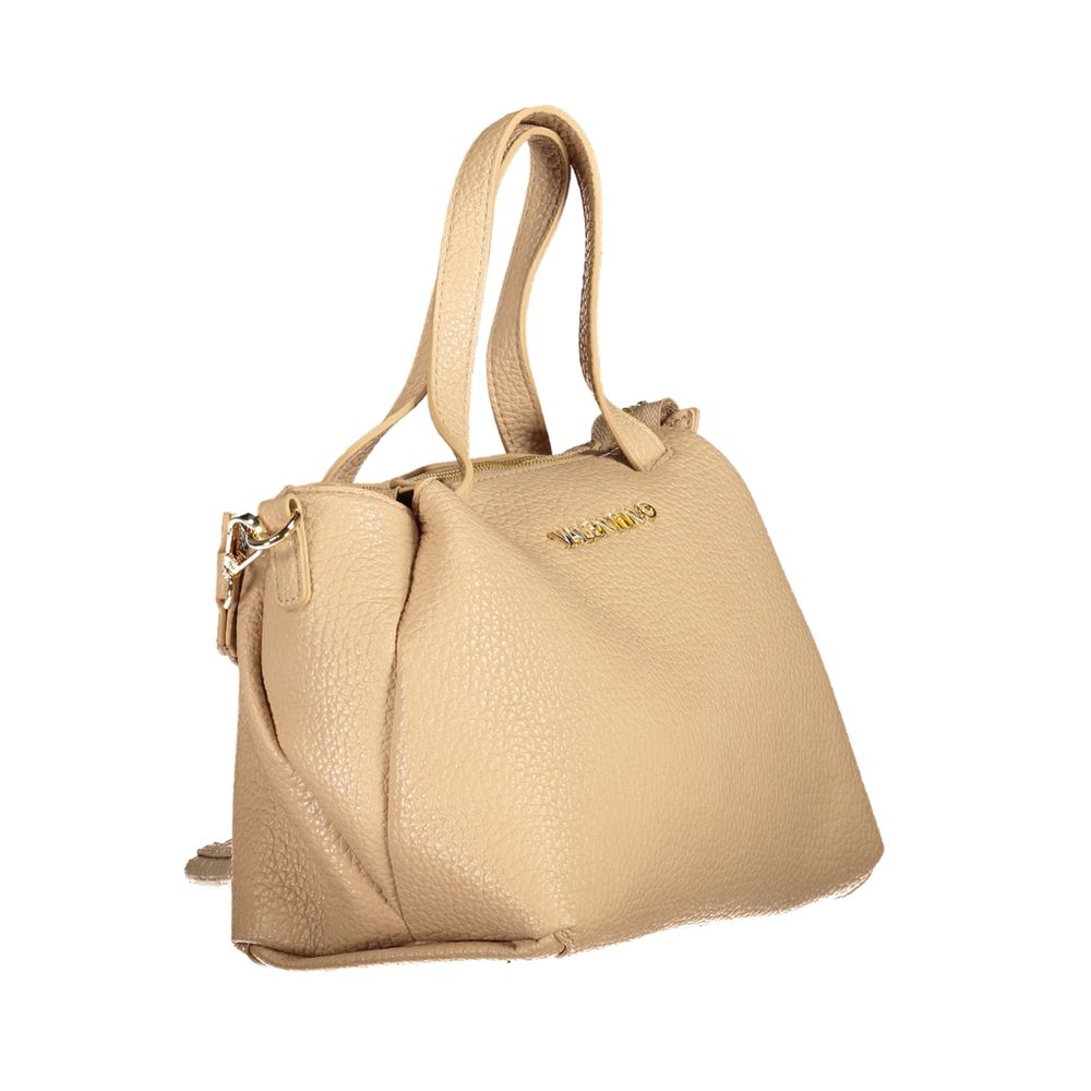 Mario Valentino Beige Leather Effect Handbag with Logo Detailing