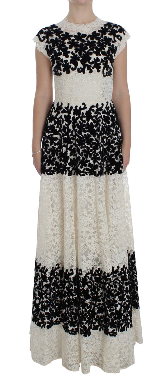 - Elegant Floral Lace Cap Sleeve Maxi Dress