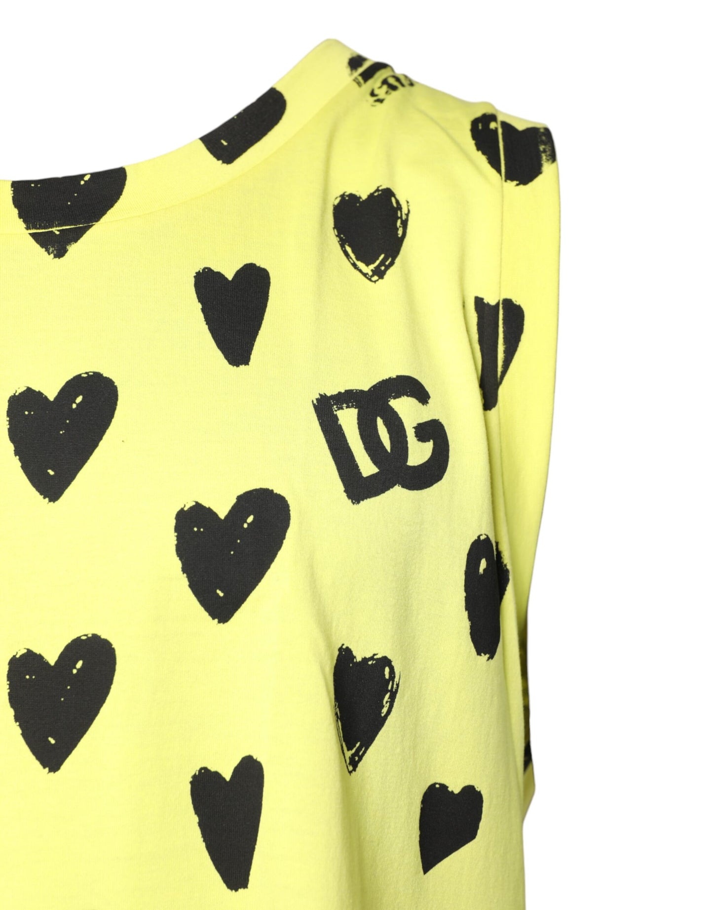Dolce & Gabbana Yellow Cotton Sleeveless DG Heart T-shirt – Authentic Luxury