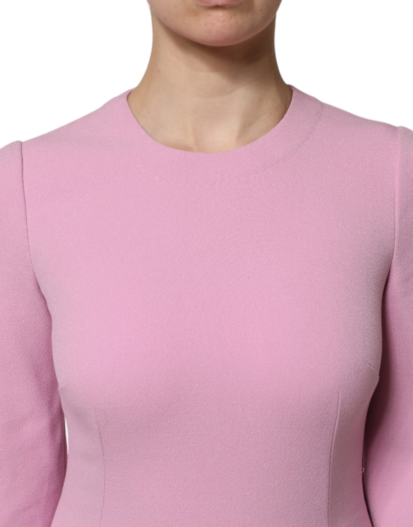 Dolce & Gabbana Pink Long Sleeves Sheath Mini Dress