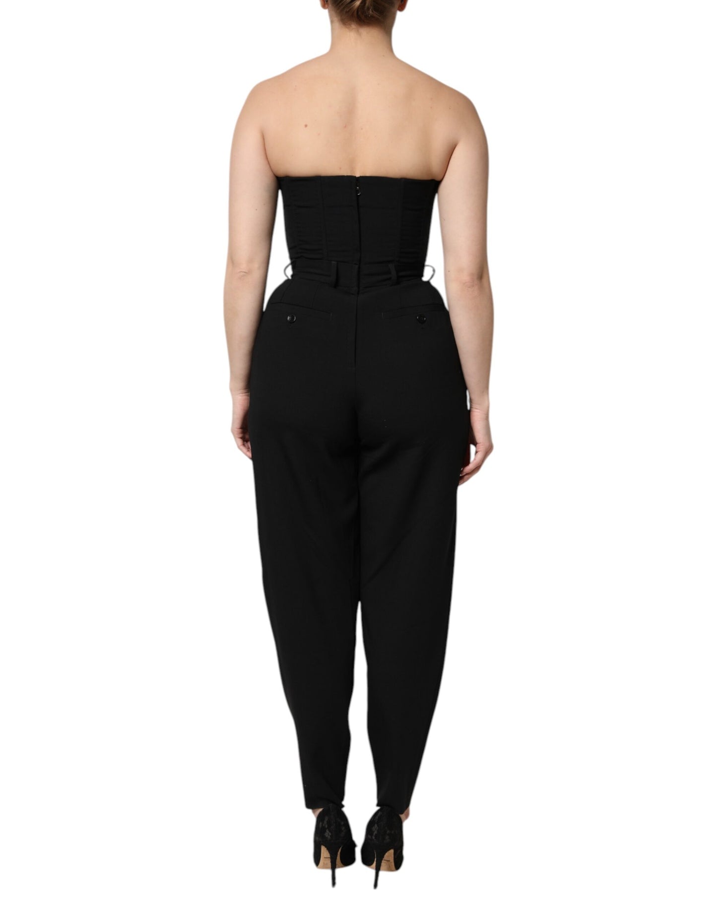 Dolce & Gabbana Black Wool Strapless Jumpsuit