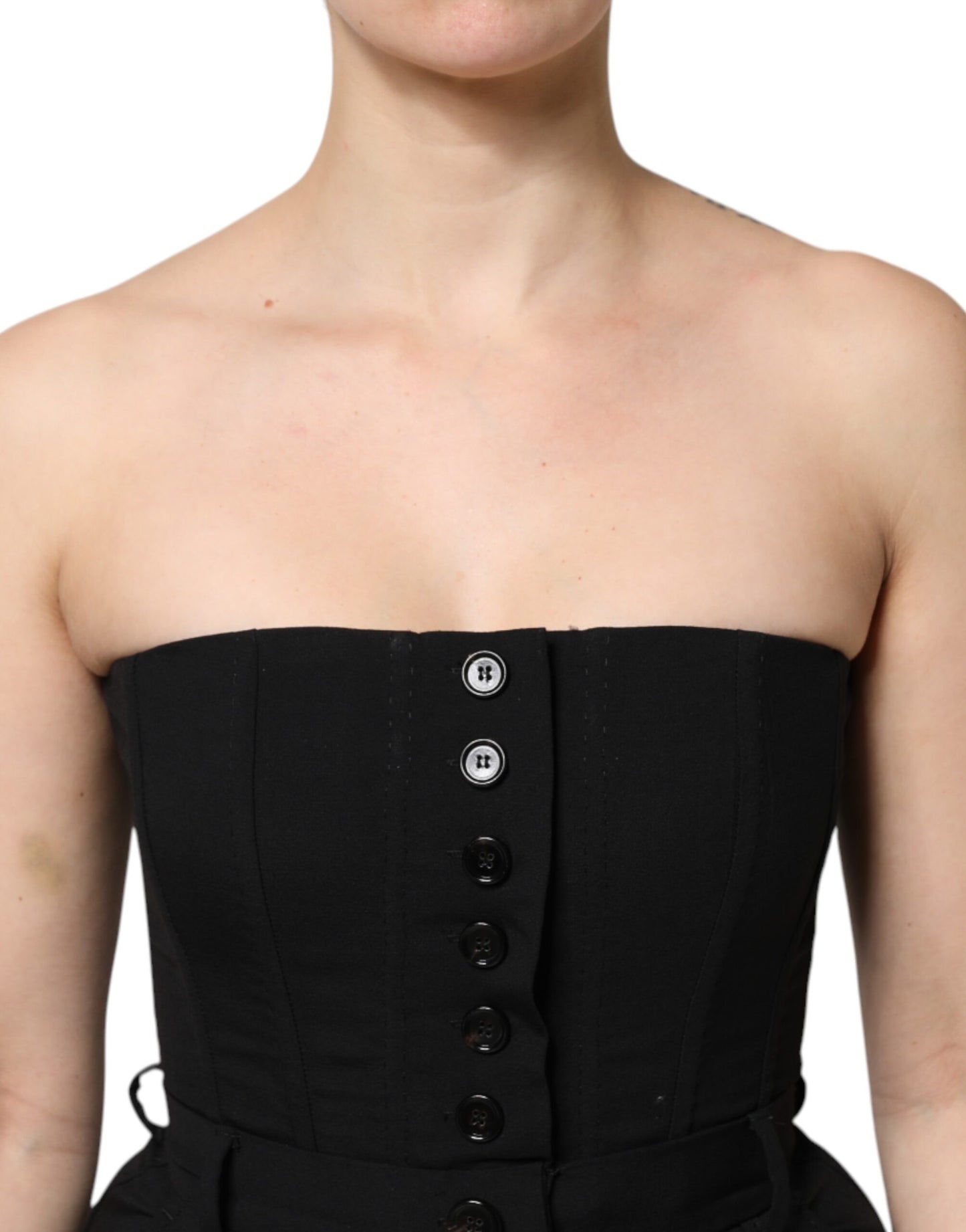 Dolce & Gabbana Black Wool Strapless Jumpsuit