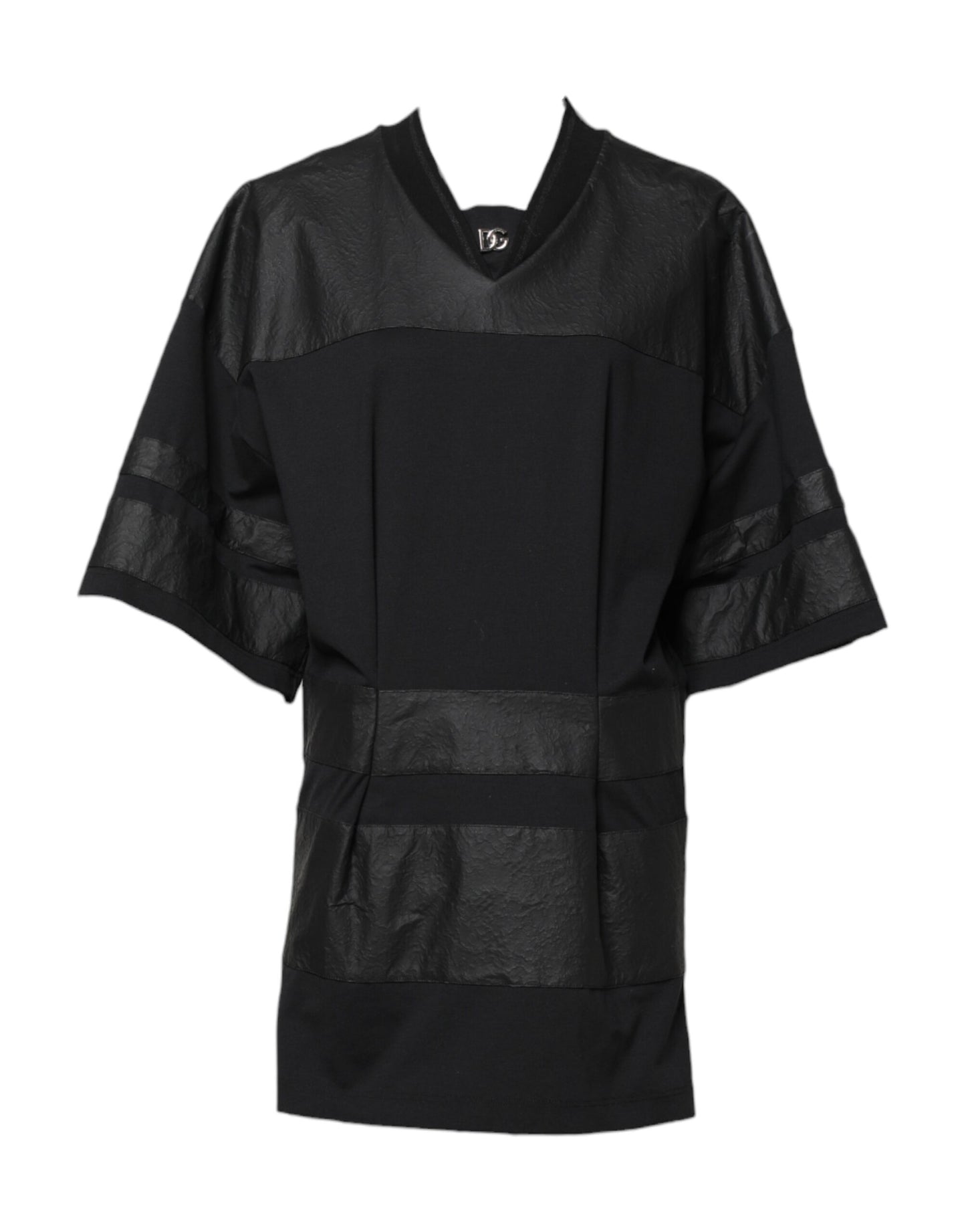 Dolce & Gabbana Black Cotton Short Sleeves V-Neck T-Shirt