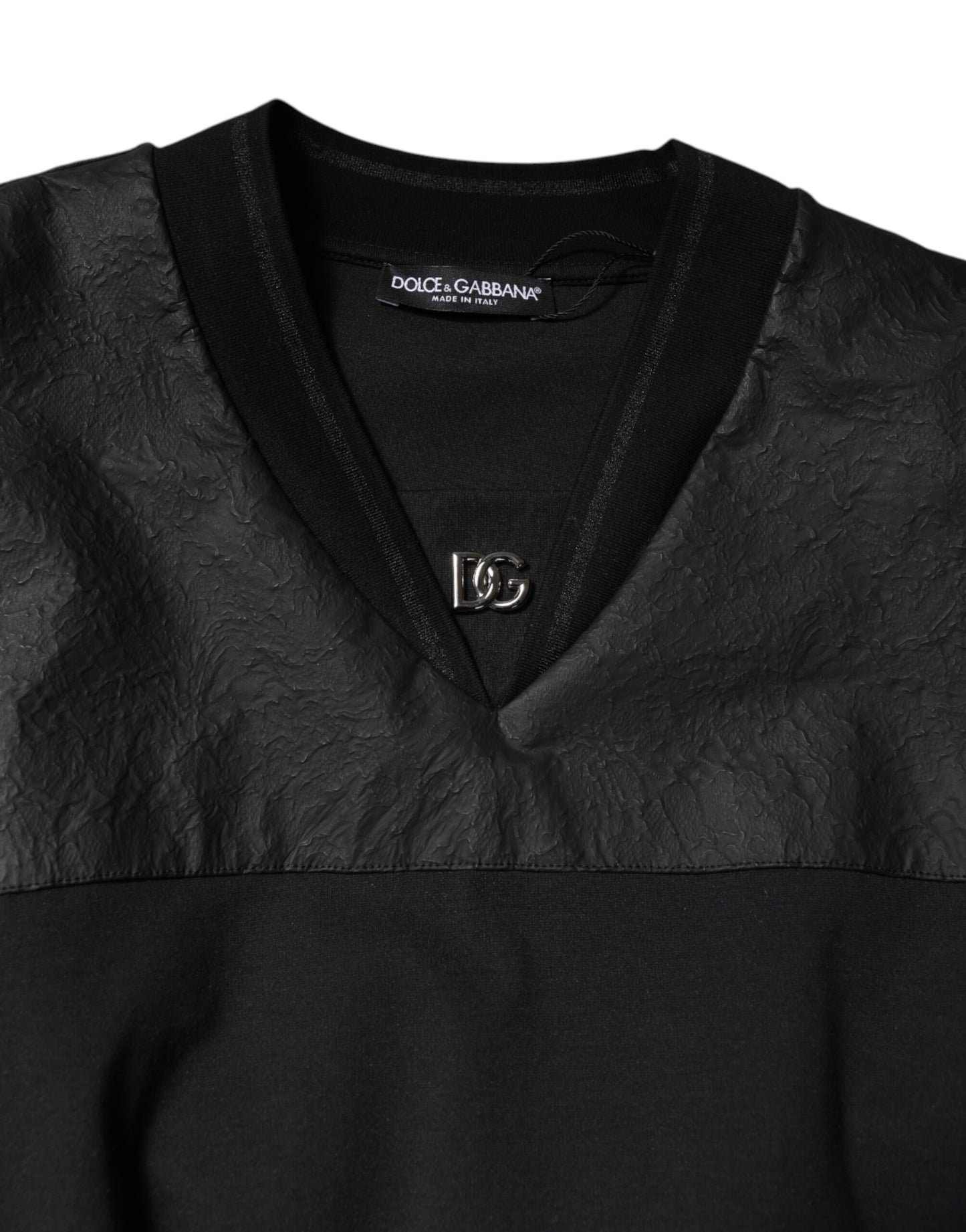 Dolce & Gabbana Black Cotton Short Sleeves V-Neck T-Shirt