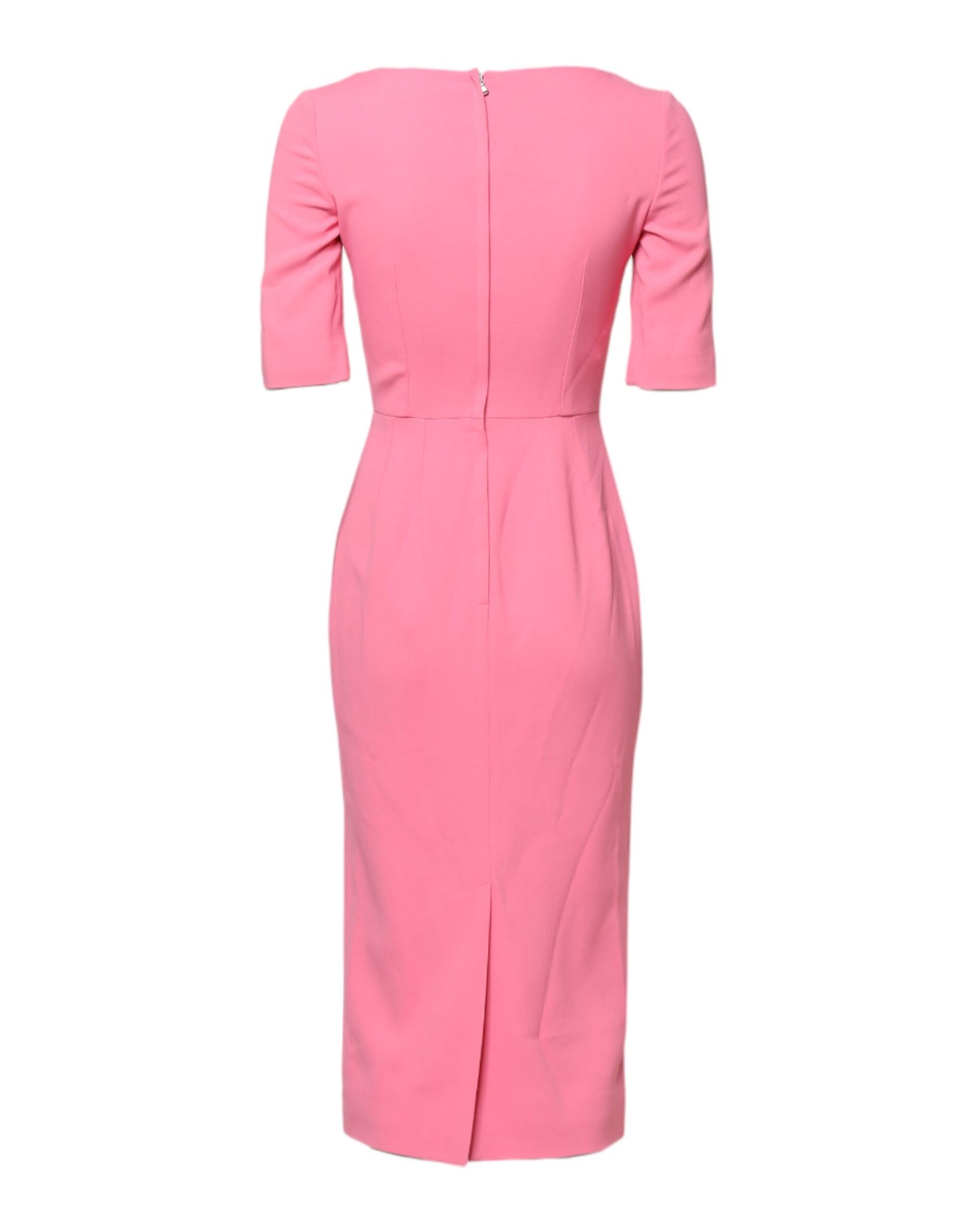 Dolce & Gabbana Pink Short Sleeve Sheath Midi Dress