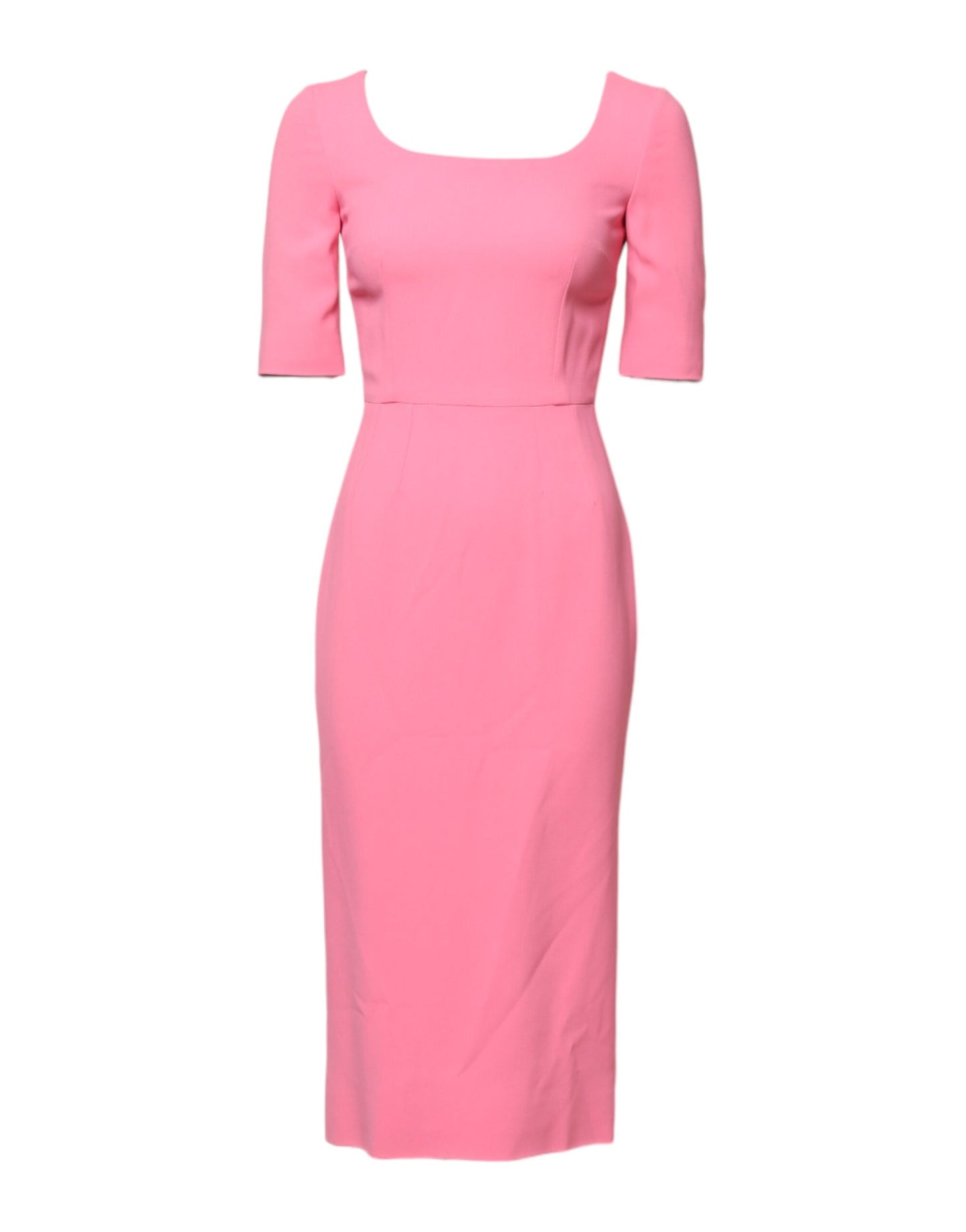 Dolce & Gabbana Pink Short Sleeve Sheath Midi Dress