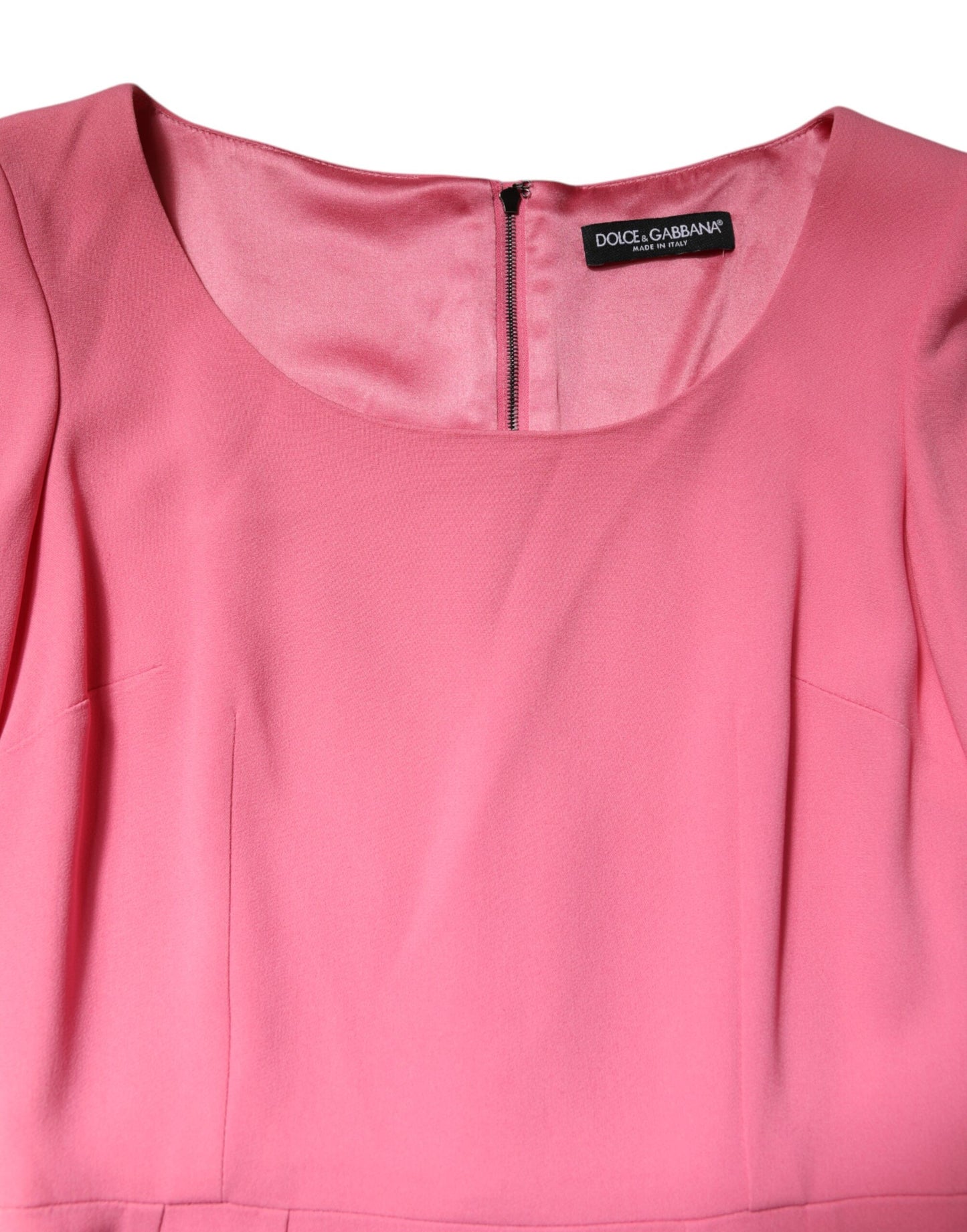 Dolce & Gabbana Pink Short Sleeve Sheath Midi Dress