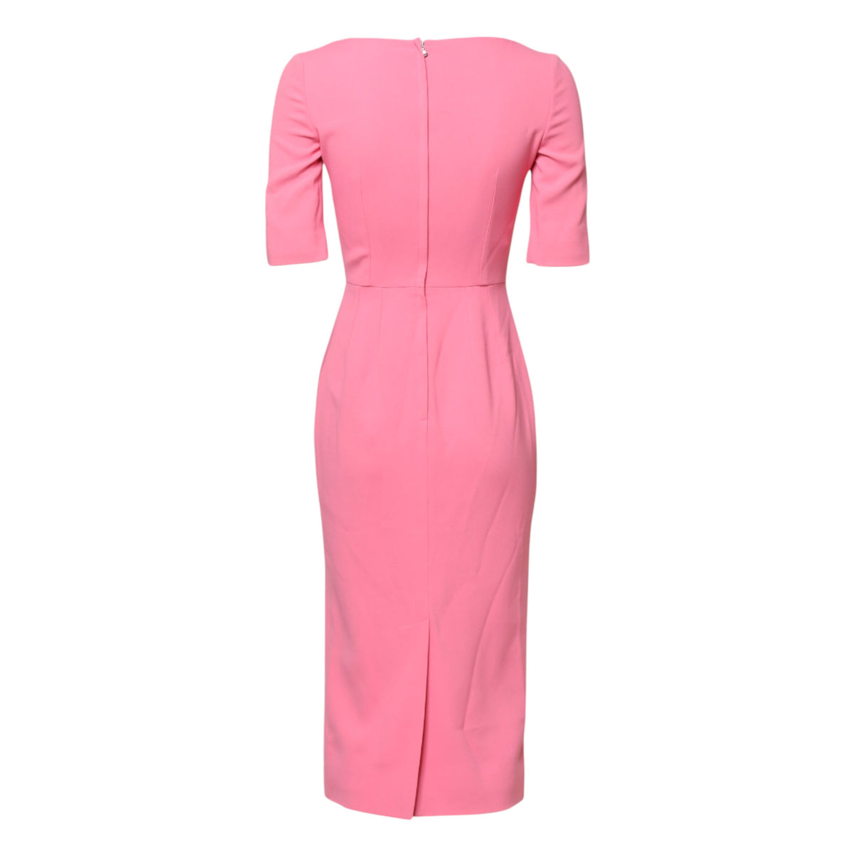Dolce & Gabbana Pink Short Sleeve Sheath Midi Dress